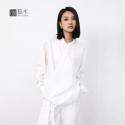 吾术wushu男女同款新中式，衬衫白色上衣，长袖外套宽松衬衣春秋新