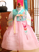 e01010儿童韩服女孩舞蹈演出服朝鲜舞蹈服装韩国宫廷传统女童韩服
