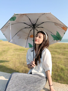 夏季小清新女神遮阳伞，双层黑胶太阳伞三折叠防晒防紫外线晴雨两用