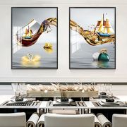 餐厅装饰画晶瓷画现代简约高档抽象酒杯饭厅墙上挂画手工镶钻有框