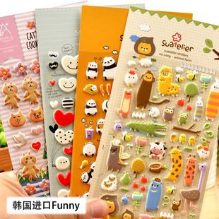 韩国FUNNY儿童玩具卡通立体3D水果蔬菜动物泡泡贴画宝宝奖品贴纸