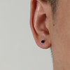 s925纯银简约黑色圆形耳钉，男女情侣个性，韩版防过敏耳饰耳棒小巧