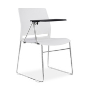 简约现代会议椅无扶手白色塑胶可层叠休闲会客椅学生培训椅写字板