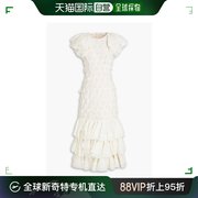 香港直邮zimmermann女士层叠雪纺，拼接亚麻真丝，混纺礼服3359dda