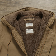 男士工装棉衣羊羔绒高端棉袄秋冬服男中年连帽外套季加绒加厚保暖