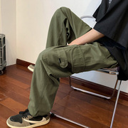 军绿色工装裤男夏季薄款直筒，日系cityboy裤子，复古美式街头滑板裤