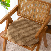 圆形兔毛绒坐垫椅垫化妆椅屁垫冬季圆凳餐椅垫子白色奶油毛毛座垫