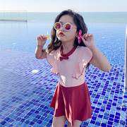 儿童泳衣女童连体裙式洋气公主游泳衣夏季中小童度假时尚泳装