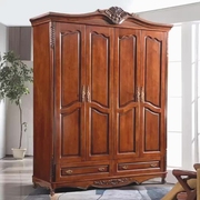 定制美式实木衣柜组合柜，欧式主卧雕花，45门橡胶木白色大衣橱带抽屉