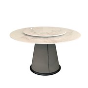 天然超晶石实木h餐桌椅组合现代简约高端家用微晶大理石圆桌带转