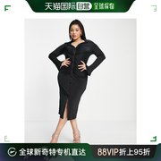 香港直邮潮奢 Curve 女士 设计紧身修身合身迷你带皱饰衬衫式连衣