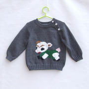 婴儿毛衣纯手编织宝宝肩扣套衫美丽诺羊毛不扎贴身穿厚实保暖