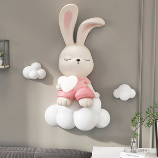 兔子立体浮雕儿童房装饰画，卧室床头挂画壁灯壁挂客厅背景墙壁画