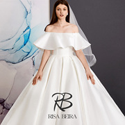 RISA设计师原创《荷叶》公主一字肩浪漫简洁绸缎面超蓬蓬裙撑婚纱