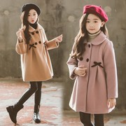 秋冬季女童呢子加厚外套2023韩版洋气儿童中长款上衣毛呢大衣