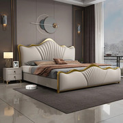 卧室轻奢真皮床双人床，1.8米主卧大床现代简约高端大气，软包床婚床