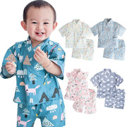 20夏季婴幼儿家居服和服式 纯棉男女宝宝睡衣套装