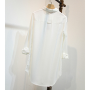白衬衫女中长款遮屁股宽松大码长袖，韩版打底衬衣时尚性感睡衣bf潮