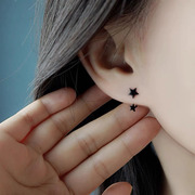 s925纯银针黑色星星耳钉女螺丝后挂耳环小众设计感养耳洞日常耳饰