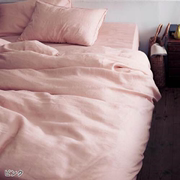 日本千家全棉双层纱床上用品枕套被套，床笠四件套6色纯色