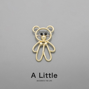 alittle镂空小熊胸针，男女可爱日系金属徽章大号，个性别针衣服配饰