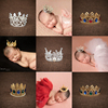 巴洛克新生儿满月百天儿童金银色(金银色)珍珠，宝石摄影小头饰王冠多款