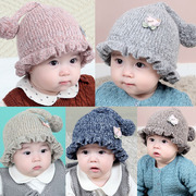 婴儿帽子秋冬款男宝宝女可爱超萌球球加厚毛线帽新生儿冬季婴幼儿