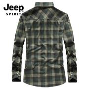 JEEP吉普秋冬季男式军旅风长袖衬衫透气舒适百搭时尚翻领设计