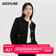 杰茜莱黑色百搭小香风，短款小外套女春秋季时尚夹克jessyline