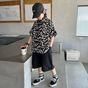 5-13岁12男童夏季套装11男孩子10衬衫9短裤8两件套7薄款6帅气衣服