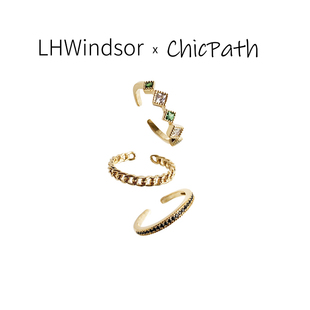 lhwindsor温莎珠宝aurora极光三层，自由组合戒指，三件套戒女开口