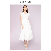 readme读我夏女士(夏女士，)连衣裙刺绣，收腰短袖气质白色长显瘦真丝70857435