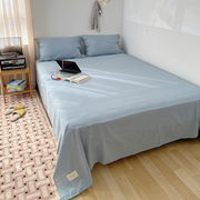 无印良品纯棉床单单件色织，水洗棉格子，纯色被单学生宿舍单人床0.9m