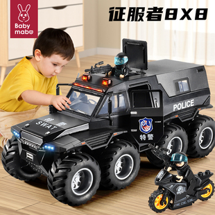 儿童大号警车玩具越野车合金小汽车模型，装甲特警车警察车3岁男孩2