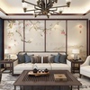 新中式玉兰花鸟壁纸定制壁画，客厅电视背景沙发，影视墙布无