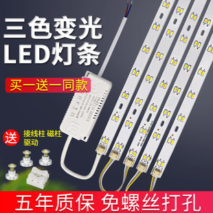 led吸顶灯替换灯芯灯板灯带，led灯条长条，贴片双色三色变光灯盘光源