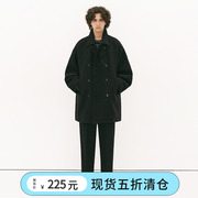 韩国 PARTIMENTO 2023春冬款保暖羊毛呢外套简约中长款皮大衣