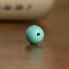 远廷 原矿绿松石散珠8.7mm单颗 6号高瓷蓝绿干净单珠圆珠配饰配珠