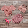 维多利亚夏季女瑜伽服网红运动跑步健身服假两件短裤显瘦三件套装