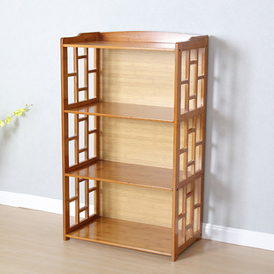 楠竹仿古书架中式简易书柜，客厅落地创意组合置物架实木多层储物柜