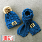 儿童毛线帽子围巾两件套装加绒宝宝秋冬季男童潮男孩大童韩版冬天