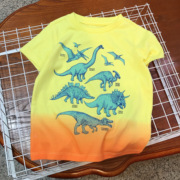 90-130码  60%棉 男孩子爱的小恐龙短袖T恤 夏季欧美童装宝宝半袖