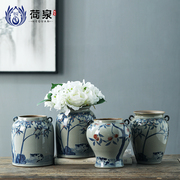 景德镇陶瓷手绘青花瓷花瓶，花器鲜花水培复古粗陶客厅，家居摆件装饰