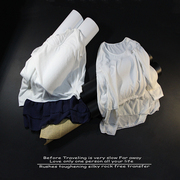 f44-736外贸夏季薄款t恤女中款长拼接长袖，连衣裙荷叶边雪纺打底衫