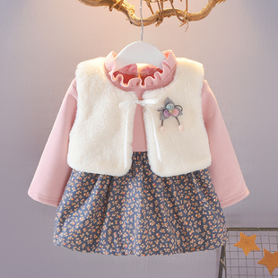 女宝宝长袖加厚连衣裙，0-1-2-3岁女童洋气公主裙，婴儿秋冬款裙子