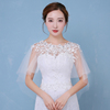 新娘披肩韩版大码婚纱，披肩镶钻白色2023季纱斗篷蕾丝夏季外搭