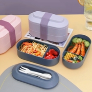 轻食网红双层 便当盒健身餐饭盒套装送餐具可微波午餐盒