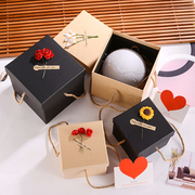 正方形盒马克杯包装盒子创意圣诞节日礼盒空盒黑色简约手提盒