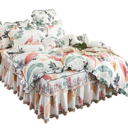 高档床上纯棉床裙式四件套，1.8米2床罩全棉韩版碎花，被套公主风蕾丝