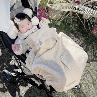 韩国ins冬季宝宝腰凳披风婴儿背带抱毯外出加厚保暖斗篷推车盖毯